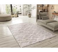 ATTICGO Alfombra de Pelo Corto Class - Rectangular - Fibra sintética - Alfombra para salón y Dormitorio, de Estilo Abstracto - Beige 19151-160x230 cm