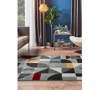 ATTICGO Alfombra de Pelo Corto Delta - Rectangular - Fibra sintética - Alfombra para salón y Dormitorio, de Estilo Geométrico - Multicolor 12187-57x110 cm
