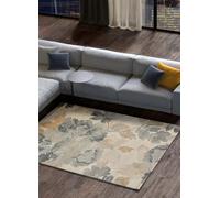 ATTICGO Alfombra de Pelo Corto Flores Sunset - Rectangular - Fibra sintética - Alfombra para salón y Dormitorio, de Estilo Motivos Florales - Gris 12337-140x200 cm