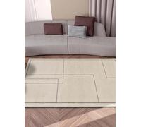 ATTICGO Alfombra de Pelo Corto Los Angeles Lines - Rectangular - Fibra sintética - Alfombra para salón y Dormitorio, de Estilo Geométrico - Blanco 12353-140x200 cm