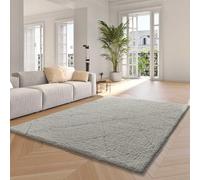 ATTICGO Alfombra de Pelo Largo Atesa - Rectangular - Fibra sintética - Alfombra para salón y Dormitorio, de Estilo Shaggy - Blanco 80260-60x120 cm