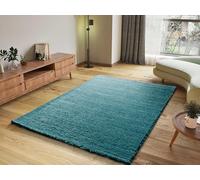 ATTICGO Alfombra de Pelo Largo Atlas - Rectangular - Fibra sintética - Alfombra para salón y Dormitorio, de Estilo Shaggy Liso - Azul Liso - 60x120 cm
