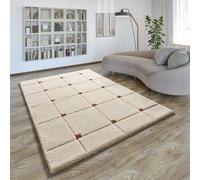 ATTICGO Alfombra de Pelo Largo Brenda - Rectangular - Fibra sintética - Alfombra para salón y Dormitorio, de Estilo Shaggy geométrico - Blanco 8830-80x150 cm