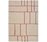 Atticgo Alfombra de pelo largo geometrica beige/caldera 133x190 cm