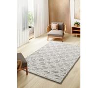 ATTICGO Alfombra de Pelo Largo Juno - Rectangular - Fibra sintética - Alfombra para salón y Dormitorio, de Estilo Escandinavo con Relieve - Blanco 111-152x235 cm