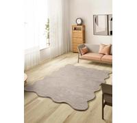 ATTICGO Alfombra de Pelo Largo Mellow - Rectangular Borde Ondulado - Fibra sintética - Alfombra para salón y Dormitorio, de Estilo Liso - Piedra Liso - 120x170 cm