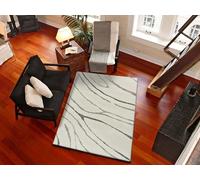 ATTICGO Alfombra de Pelo Largo Niamey - Rectangular - Fibra sintética - Alfombra para salón y Dormitorio, de Estilo Abstracto - Blanco 4797-115x170 cm