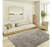 ATTICGO Alfombra de Pelo Largo Roma - Rectangular - Fibra sintética - Alfombra para salón y Dormitorio, de Estilo Shaggy Liso - Piedra Liso - 60x110 cm