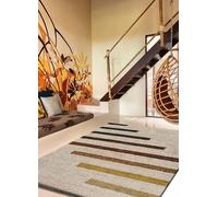 ATTICGO Alfombra de Pelo Largo Scenic - Rectangular - Fibra sintética - Alfombra para salón y Dormitorio, de Estilo Shaggy geométrico - Beige 354-135x190 cm
