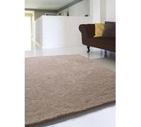 ATTICGO Alfombra de Pelo Largo Shanghai - Rectangular - Fibra sintética - Alfombra para salón y Dormitorio, de Estilo Shaggy Liso - Marrón Liso - 160x230 cm