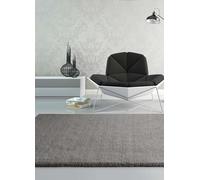ATTICGO Alfombra de Pelo Largo Shanghai - Rectangular - Fibra sintética - Alfombra para salón y Dormitorio, de Estilo Shaggy Liso - Gris Liso - 80x150 cm