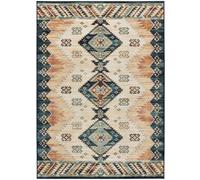 Atticgo Alfombra de viscosa étnica beige/caldera/azul 160x230 cm