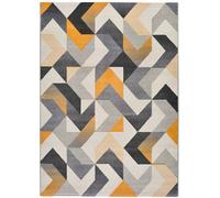 Atticgo Alfombra geométrica gris/mostaza/beige 140x200 cm