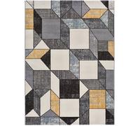 Atticgo Alfombra geométrica gris/mostaza/beige 160x230 cm