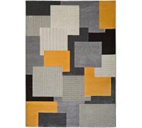 Atticgo Alfombra geométrica gris/negro/mostaza 140x200 cm