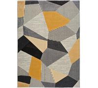 Atticgo Alfombra geométrica gris/negro/mostaza 140x200 cm