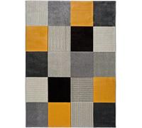 Atticgo Alfombra geométrica gris/negro/mostaza 160x230 cm