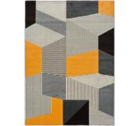 Atticgo Alfombra geométrica gris/negro/mostaza 160x230 cm
