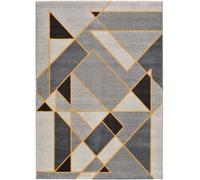 Atticgo Alfombra geométrica gris/negro/mostaza 80x150 cm