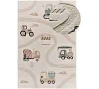 Atticgo Alfombra infantil coches y carreteras blanco/multicolor, 120x170 cm