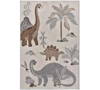 Atticgo Alfombra infantil dinosaurios blanco, 120x170 cm