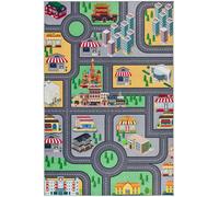 Atticgo Alfombra infantil lavable coches y carreteras multicolor 120x170 cm