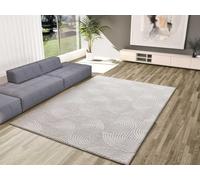 ATTICGO Alfombra Lavable de Pelo Corto Estilo - Rectangular - Fibra sintética - Alfombra para salón y Dormitorio, de Estilo Geométrico con Relieve - Crema 23040-60x110 cm