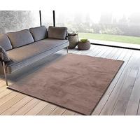 ATTICGO Alfombra Lavable de Pelo Corto Xiana - Rectangular - Fibra sintética - Alfombra para salón y Dormitorio, de Estilo Liso - Visón Liso - 60x110 cm