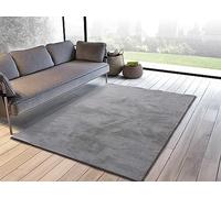 ATTICGO Alfombra Lavable de Pelo Corto Xiana - Rectangular - Fibra sintética - Alfombra para salón y Dormitorio, de Estilo Liso - Plata Liso - 60x110 cm