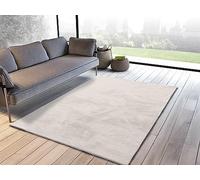 ATTICGO Alfombra Lavable de Pelo Corto Xiana - Rectangular - Fibra sintética - Alfombra para salón y Dormitorio, de Estilo Liso - Blanco Liso - 60x110 cm