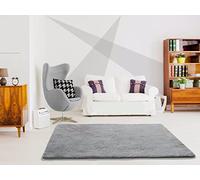 ATTICGO Alfombra Lavable de Pelo Largo Alpaca - Rectangular - Fibra sintética - Alfombra para salón y Dormitorio, de Estilo Shaggy Liso - Plata Liso - 60x100 cm