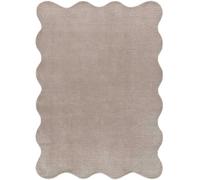 Atticgo Alfombra lavable lisa topo con borde ondulado 160x230 cm