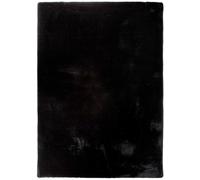 ATTICGO Alfombra Lavable de Pelo Largo Fox - Rectangular - Fibra sintética - Alfombra para salón y Dormitorio, de Estilo Shaggy Liso - Negro Liso - 160x230 cm