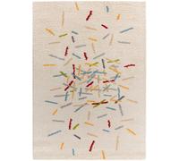 Atticgo Alfombra shaggy geometrica crema/multicolor 80x150 cm