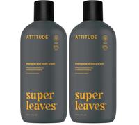 ATTITUDE Champú 2 en 1 Body Wash and Hair Wash and Hair Gel, Dermatologically Tested, Made with Naturally Derived Ingredients, Vegan Personal Care, Ginseng and Grapeseed Oil, 473 ml (Paquete de 2)