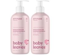 ATTITUDE Champú y Gel de Baño 2 en 1 para Bebés, Fórmula Suave, a base de Plantas y Minerales, Verificado por EWG, Productos Veganos para Bebés, Sin Perfume, 473 mL (Paquete de 2)