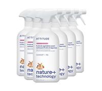 ATTITUDE Lavado de frutas y verduras, elimina la cera, la suciedad y las impurezas, a base de plantas y minerales, vegano, sin perfume, 27.1 onzas líquidas (paquete de 6)
