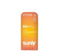 ATTITUDE Protector solar mineral en barra SPF 50, óxido de zinc de amplio espectro, verificado por EWG, no nano, barra sin desorden para cara y cuerpo, ligero, no graso, vegano, aroma tropical de coco