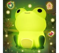 Attivolife Bonita luz nocturna de rana, lámpara táctil LED de silicona suave para niños, luz nocturna portátil con temporizador regulable, decoración de escritorio para niños y niñas, regalos de