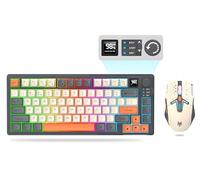 Attoe Combo de teclado y mouse inalámbricos para juegos, teclado mecánico + ratones 3D de 1600 DPI, batería de 2000 mAh, teclado retroiluminado RGB con 80 teclas, teclado para computadora y