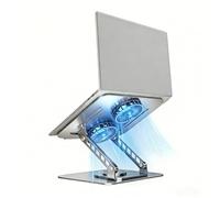 Attoe Soporte para portátil con ventilador de refrigeración, base giratoria de 360°, elevador de aluminio para laptop, soporte ergonómico plegable para computadora, altura ajustable y todos los