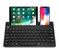 Attoe - Teclado inalámbrico de Doble Canal Universal con Bluetooth, portátil, Delgado, con Distancia de conexión de 20 m para Tablet, teléfono Inteligente, PC, Windows, Android, iOS y Mac Negro
