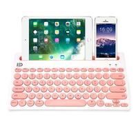 Attoe - Teclado inalámbrico de Doble Canal Universal con Bluetooth, portátil, Delgado, con Distancia de conexión de 20 m para Tablet, teléfono Inteligente, PC, Windows, Android, iOS y Mac Rosa