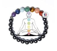 Attraction Zen PULSERA DE LOS 7 CHAKRAS piedras naturales | EBOOK Oferta | Hecha a mano | Joyas Mujeres Hombres | TODAS LAS PIEDRAS DE NUESTRAS PULSERAS SON NATURALES (HEMATITA)