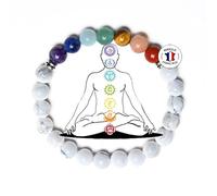 Attraction Zen PULSERA DE LOS 7 CHAKRAS piedras naturales | EBOOK Oferta | Hecha a mano | Joyas Mujeres Hombres | TODAS LAS PIEDRAS DE NUESTRAS PULSERAS SON NATURALES (HOWLITE)