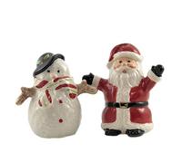 Attractives Christmas Santa & Snowman North Pole Winter Ceramic Magnetic Salt Pepper Shakers by Attractives