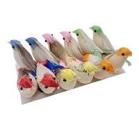 Attuslla 12 Pz Modelo de Pájaro Artificial Pluma, Pájaros de Imitación con Plumas Figura de Pájaro, Pajaros Decorativos Jardin para decoración de Plantas de Jardín Decoración en Miniatura