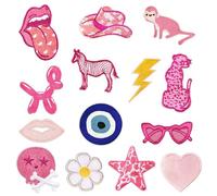 Attuslla 14 Pz Parches de Ropa Patch Sticker, Animal Rosa Parches Termoadhesivos para Ropa, Mochila, Gorras, Repara El Palo de Agujero (estilo 3)
