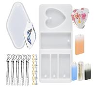Attuslla 2 Pz Moldes Resina Epoxi de Rectángulo Molde Silicona Resina, Moldes de Resina Epoxi con Hebillas Colgantes, Cuerda de Cera Negra para Colgantes de Bricolaje, Collar, Pendiente