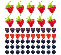 Attuslla 60 Pz Frutas Artificiales, Frutas de Arándanos Artificiales Fresa Simulación Frutas Artificiales Decorativas para Decoración de Fiesta, Hogar, Cocina, Fotografía, Accesorio